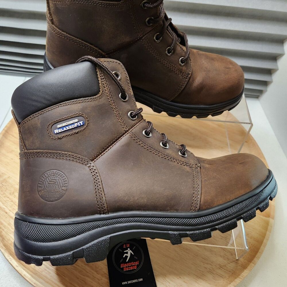 Skechers Workshire Peril Steel Toe Work Boots Women’s 10 Brown